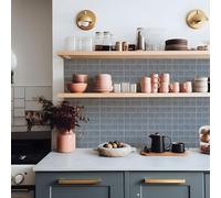 Alwayspon Tile Sticker, 25PcsX15cm/6inch Blue Brick Self Adhesive Stick on Tiles Transfer Sticker for Bathroom Kitchen, Splashback, Peel and Stick Vinyl Floor Wall Tiles Sticker