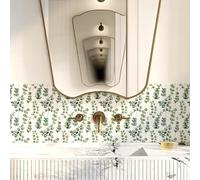 Alwayspon Tile Sticker, Green Plant Leaves Self Adhesive Stick on Tiles Transfer Sticker for Bathroom Kitchen, Splashback, Peel and Stick Vinyl Wall Tiles Sticker, 10PcsX20cm/8inch