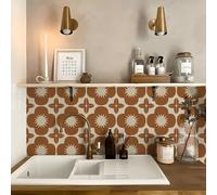 Alwayspon Tile Sticker, Orange Self Adhesive Stick on Tiles Transfer Sticker for Bathroom Kitchen, Splashback, Peel and Stick Vinyl Floor Wall Tiles Sticker, 10PcsX20cm/8inch