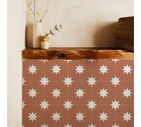Alwayspon Tile Sticker, Red Self Adhesive Stick on Tiles Transfer Sticker for Bathroom Kitchen, Splashback, Peel and Stick Vinyl Floor Wall Tiles Sticker, 10PcsX20cm/8inch