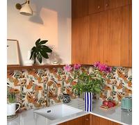 Alwayspon Tile Sticker, Sage Green Orange Self Adhesive Stick on Tiles Transfer Sticker for Bathroom Kitchen, Splashback, Peel and Stick Vinyl Floor Wall Tiles Sticker, 10PcsX15cm/6inch