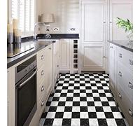 Alwayspon Vinyl Floor Tiles Sticker, Waterproof Non-slip Splashback Thicken PVC Vinyl Flooring Tiles, Self-adhesive Peel and Stick, 12inchx12inch/30x30cm, Black and White Marble
