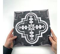 Alwayspon Vinyl Floor Tiles Sticker, Waterproof Non-slip Splashback Thicken PVC Vinyl Flooring Tiles, Self-adhesive Peel and Stick, 12inchx12inch/30x30cm, Dark Black portuguese