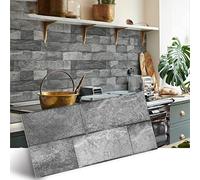 Alwayspon Vinyl Floor Wall Tile Sticker, Non-slip Sticky Back Tile Decals for Kitchen Bathroom Self-adhesive Peel and Stick PVC Floor Sticker DIY, Urban Grey Brick, 30cmX15cm X12Pcs Set