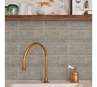 Alwayspon Vinyl Floor Wall Tile Sticker, Non-slip Sticky Back Tile Decals for Kitchen Bathroom Self-adhesive Peel and Stick PVC Floor Sticker DIY, Brown,30cmX15cm X12Pcs Set