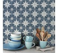 Alwayspon Vinyl Floor Wall Tile Sticker, Non-slip Sticky Back Tile Decals for Kitchen Bathroom Self-adhesive Peel and Stick PVC Floor Sticker DIY, Blue, 30cmX15cm X12Pcs Set