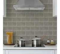 Alwayspon Vinyl Floor Wall Tile Sticker, Non-slip Sticky Back Tile Decals for Kitchen Bathroom Self-adhesive Peel and Stick PVC Floor Sticker DIY, Taupe, 30cmX15cmX4Pcs Set