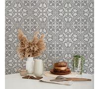 Alwayspon Vinyl Floor Wall Tile Sticker, Non-Slip Sticky Back Tile Decals for Kitchen Bathroom Self-Adhesive Peel and Stick PVC Floor Sticker DIY, Grey, 30cmX15cmX4Pcs Set