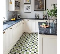 Alwayspon Vinyl Flooring Tile Sticker, 12Px30cm/12inch Peel and Stick Vinyl Floor Wall Planks Self-Adhesive Splashback Stick on Tiles Transfer Sticker for Bathroom Kitchen, Sage Green Black