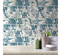 Alwayspon Wall Tile Transfers Sticker for Home Decor, Peel & Stick self-Adhesive splashback,Stick On Tile Decals for Living Room Kitchen Bathroom Decor, Brazil Blue Marble, 9 Pieces