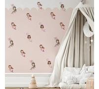 Alwayspon Watercolor Pink Mermaid Art Wall Decals, Peel and Stick Wall Stickers for Living Nursery Room Bedroom Wall Decor