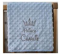 Alwaystrusted Personalised Blue Bubble Blanket Grey Disney Prince Design