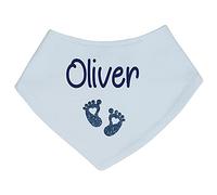 Alwaystrusted Personalised Gift Baby Blue Bandana Bib Blue Glitter Heart Feet Boy AT-TF17-03-RB