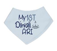 Alwaystrusted Personalised Gift Baby Blue Bandana Bib Blue My 1st Diwali Glitter Boy AT-TF17-25-RB