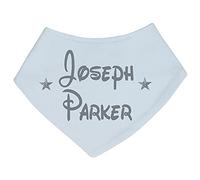 Alwaystrusted Personalised Gift Baby Blue Bandana Bib Grey Glitter Stars Boy AT-TF17-14-CG