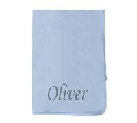 Alwaystrusted Personalised Gift Baby Blue Receiving Wrap Grey Name Italic Font Boy AT-TF21-33-CG