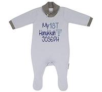 Alwaystrusted Personalised Gift Baby Boys Knitted Cotton Romper with Feet Blue My 1st Hanukkha Glitter Boy AT-SB77-28-RB