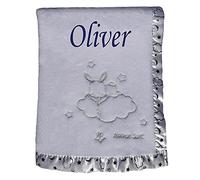 Alwaystrusted Personalised Gift Baby Christening Blanket - Heaven Sent Blue Name Italic Font Boy AT-SB43-33-RB