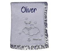 Alwaystrusted Personalised Gift Baby Christening Blanket - Heaven Sent Blue Name Round Font Boy AT-SB43-32-RB