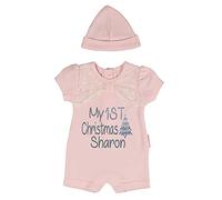 Alwaystrusted Personalised Gift Baby Girls Romper with Lace and Hat Grey My 1st Christmas Glitter Girl AT-SB79-24-CG