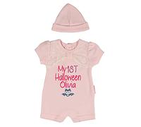 Alwaystrusted Personalised Gift Baby Girls Romper with Lace and Hat Pink My 1st Halloween Glitter Girl AT-SB79-19-M