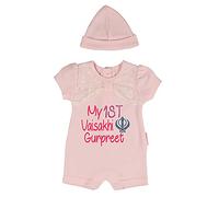 Alwaystrusted Personalised Gift Baby Girls Romper with Lace and Hat Pink My 1st Vaisakhi Glitter Girl AT-SB79-31-M