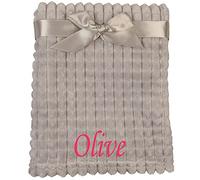 Alwaystrusted Personalised Gift Baby Grey Baby Jacquard Blanket - Squares Pink Name Italic Font Girl AT-SB40-33-M