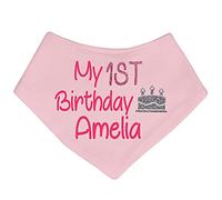 Alwaystrusted Personalised Gift Baby Pink Bandana Bib Pink My 1st Birthday Glitter Girl AT-TF16-17-M