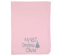 Alwaystrusted Personalised Gift Baby Pink Receiving Wrap Grey My 1st Christmas Glitter Girl AT-TF20-24-CG