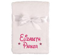 Alwaystrusted Personalised Gift Baby White Embossed Jacquard Flannel Blanket (Rectangle) Pink Glitter Stars Girl AT-SB34-14-M