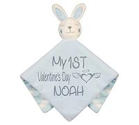 Alwaystrusted Personalised Gift Blue Baby Bunny Comforter Grey My 1st Valentine's Day Glitter Boy AT-SB05-22-CG