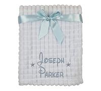 Alwaystrusted Personalised Gift Blue Baby Jacquard Blanket - Squares Grey Glitter Stars Boy AT-SB39-14-CG