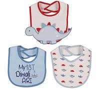 Alwaystrusted Personalised Gift Blue Boys Baby 3D Bibs Pack of 3 Blue My 1st Diwali Glitter Boy AT-SB75-25-RB