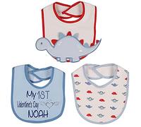 Alwaystrusted Personalised Gift Blue Boys Baby 3D Bibs Pack of 3 Blue My 1st Valentine's Day Glitter Boy AT-SB75-22-RB