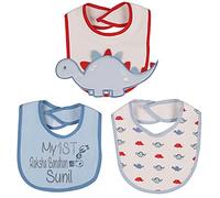 Alwaystrusted Personalised Gift Blue Boys Baby 3D Bibs Pack of 3 Grey My 1st Raksha Bandhan Glitter Boy AT-SB75-29-CG