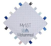 Alwaystrusted Personalised Gift Blue Bubble Square Taggie Comforter Grey My 1st Eid Glitter Boy AT-TF02-27-CG