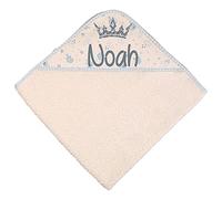 Alwaystrusted Personalised Gift Blue Elephant Baby Hooded Towel Grey Crown Boy AT-SB56-10-CG