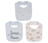 Alwaystrusted Personalised Gift Blue Elephant Bib Pack Grey Glitter Stars Boy AT-TF50-14-CG