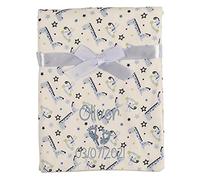 Alwaystrusted Personalised Gift Blue Giraffe/Monkey Baby Blanket Grey Glitter Heart Feet Name and Date Boy AT-SB45-16-CG