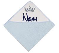 Alwaystrusted Personalised Gift Blue Hooded Towel with Trim Blue Crown Boy AT-SB63-05-RB