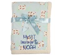 Alwaystrusted Personalised Gift Blue Printed Panda Baby Blanket Blue My 1st Chinese New Year Glitter Boy AT-SB47-23-RB