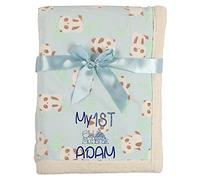 Alwaystrusted Personalised Gift Blue Printed Panda Baby Blanket Blue My 1st Eid Glitter Boy AT-SB47-27-RB