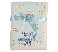 Alwaystrusted Personalised Gift Blue Printed Panda Baby Blanket Blue My 1st Raksha Bandhan Glitter Boy AT-SB47-29-RB