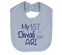 Alwaystrusted Personalised Gift Blue Velcro Fastening Bib Blue My 1st Diwali Glitter Boy AT-TF13-25-RB
