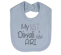 Alwaystrusted Personalised Gift Blue Velcro Fastening Bib Grey My 1st Diwali Glitter Boy AT-TF13-25-CG