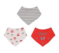 Alwaystrusted Personalised Gift Boys Triple Pack Bandana Bib Grey Glitter Feet Boy AT-TF46-02-CG