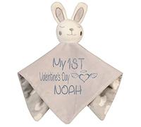 Alwaystrusted Personalised Gift Grey Baby Bunny Comforter Grey My 1st Valentine's Day Glitter Boy Girl AT-SB07-22-CG