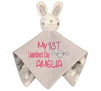 Alwaystrusted Personalised Gift Grey Baby Bunny Comforter Pink My 1st Valentine's Day Glitter Girl AT-SB07-22-M
