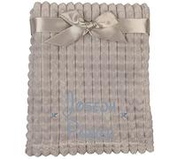 Alwaystrusted Personalised Gift Grey Baby Jacquard Blanket - Squares Grey Glitter Stars Boy Girl AT-SB40-14-CG