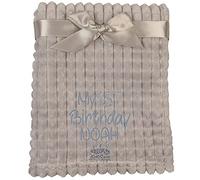 Alwaystrusted Personalised Gift Grey Baby Jacquard Blanket - Squares Grey My 1st Birthday Glitter Boy Girl AT-SB40-17-CG